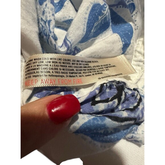 Anthropologie MERMAID Small Floral Sea Holly Tunic Top Stripes Beach Summer F10 - Picture 6 of 9